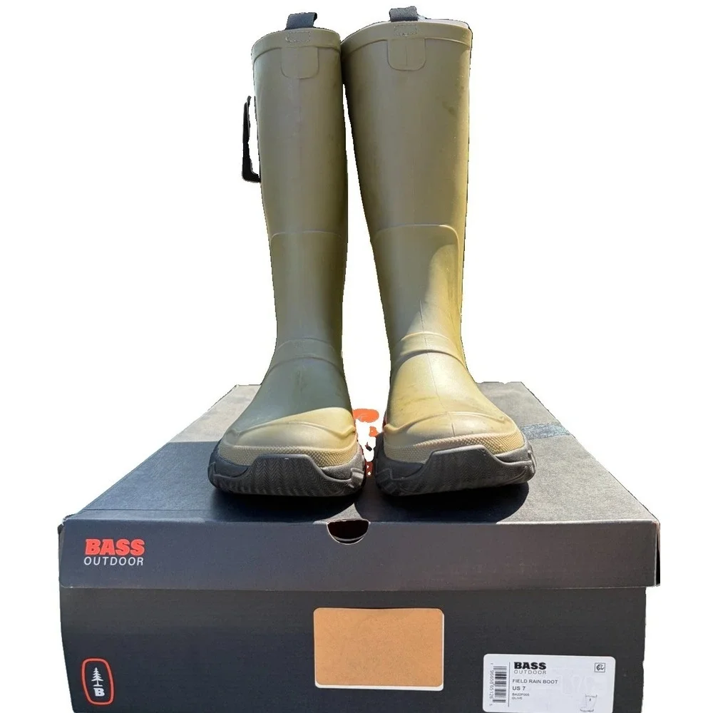 Bass Outdoor Field Rain Boots Olive Waterproof Rubber Women's US 7 New Box